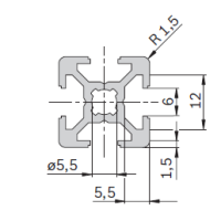 20x20mm, T-Slot 6 mm