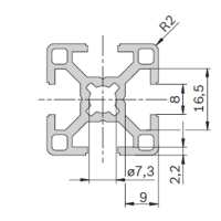30x30mm, T-Slot 8 mm