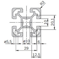 40x40mm, T-Slot 10 mm