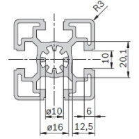 45x45mm, T-Slot 10 mm