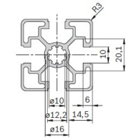 45x45mm, T-Slot 10mm