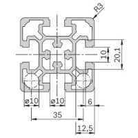 50x50mm, T-Slot 10mm